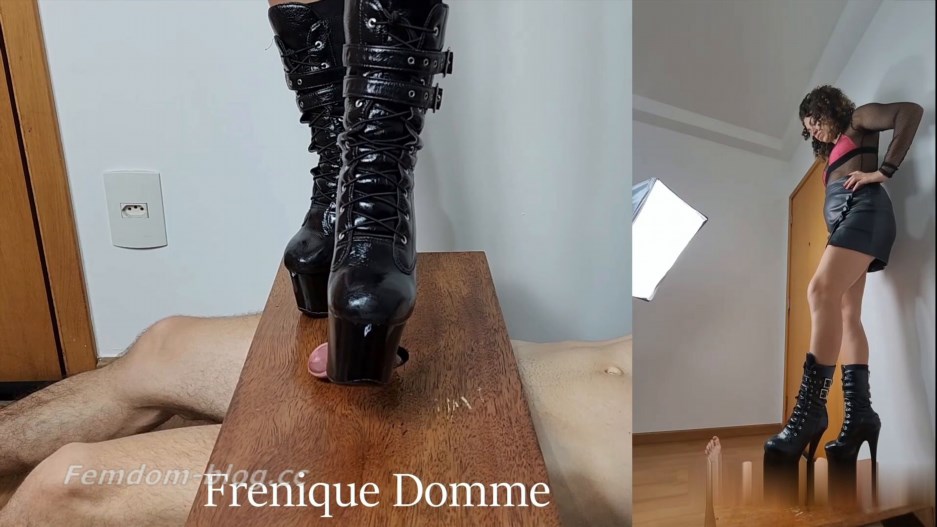 Domme Frenique – CBT EP 3 Heavy Pole Dance Boots Painful and dangerous CBT